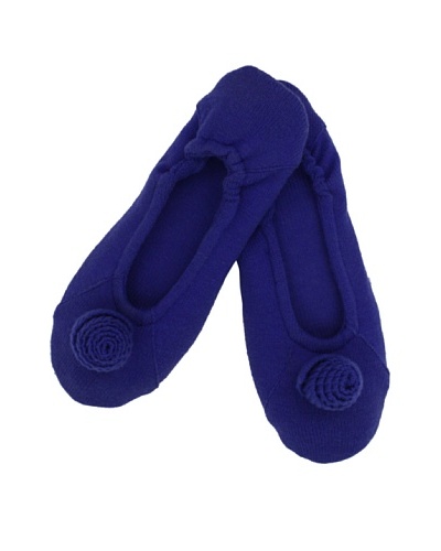 a&R Cashmere Slippers with Flower, Cobalt