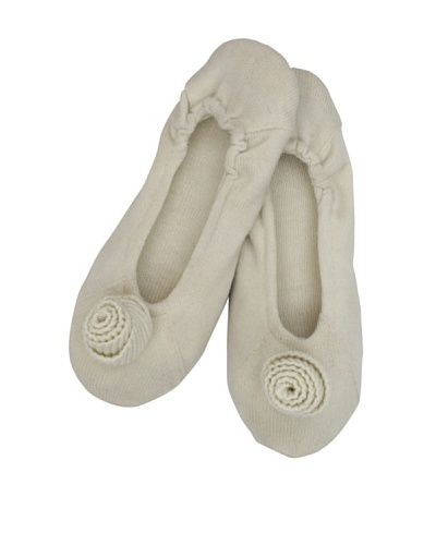 a&R Cashmere Slippers with Flower, Crème Fraiche