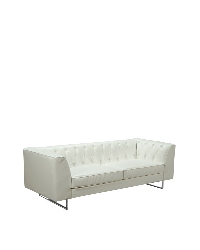 Armen Living 309 Troika Bonded Leather Sofa, White