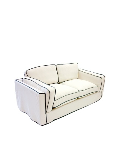 Armen Living South Beach Loveseat in Slipcover, White