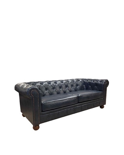 Armen Living Winston1060 Bonded Leather Vintage Sofa, Blue