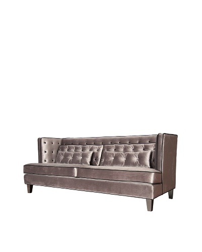 Armen Living Moulin Sofa in Velvet with Contrast Piping, Gray/BlackAs You See