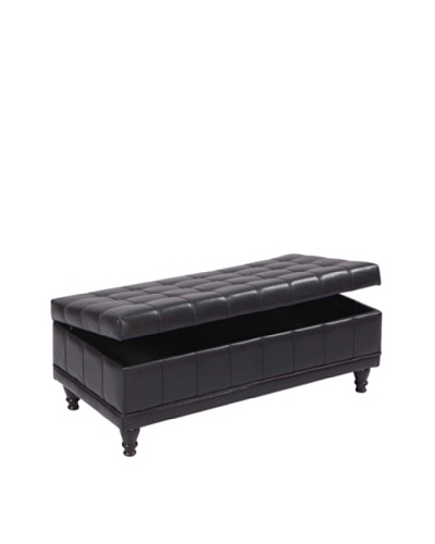 Armen Living Sanford Bonded Leather Bench, Black