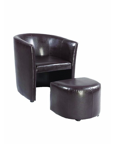Armen Living Jango Bonded Leather Club Chair & Ottoman, Brown