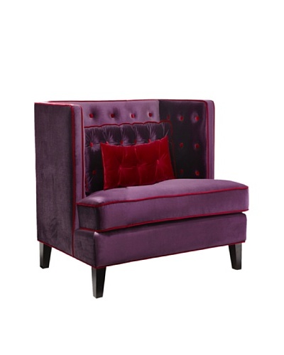 Armen Living Moulin Chair in Velvet with Contrast Piping, Purple/Red