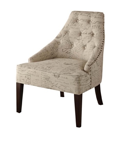 Armen Living Devonshire Chair in “Vintage French” Print Fabric, Off-WhiteAs You See