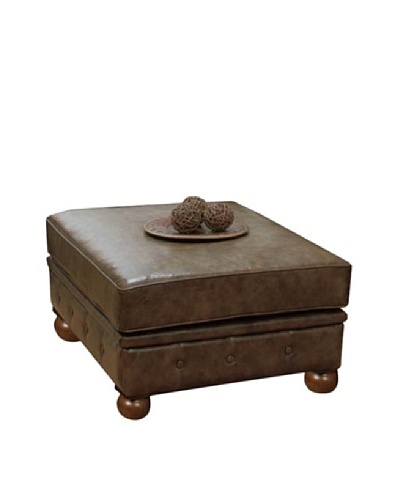 Armen Living Winston1060 Bonded Leather Vintage Ottoman, Mocha