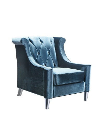 Armen Living Velvet Barrister Chair, Blue