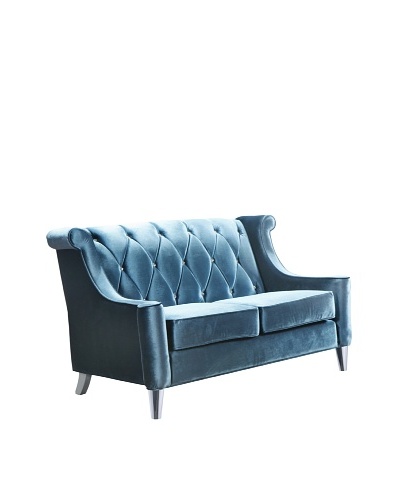 Armen Living Velvet Barrister Loveseat, Blue