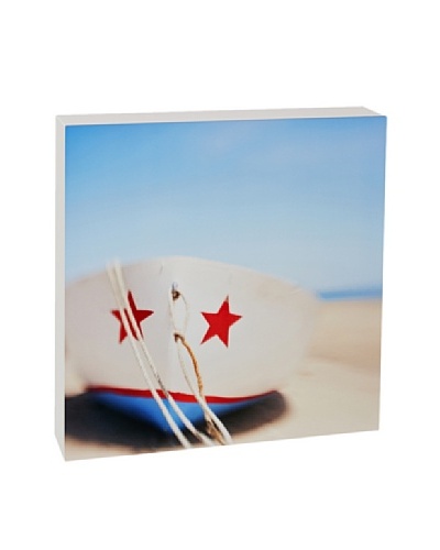 Art Block Red Star Boat - Fine Art Photography On Lacquered Wood Blocks