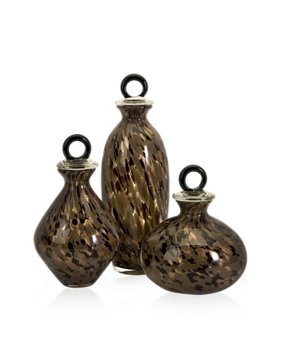 Set of 3 Peverelle Glass Bottles with Stoppers
