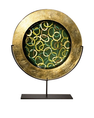 Golden Green Plate on Stand