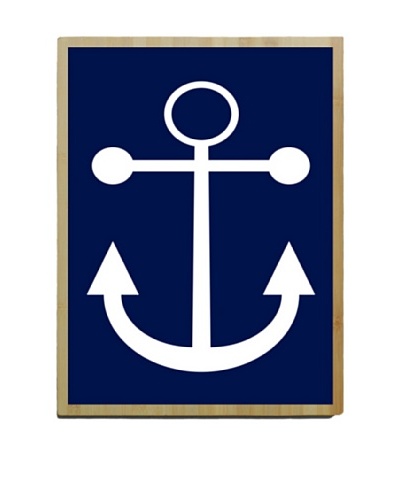 Artehouse Navy Anchor Bamboo Wood Sign