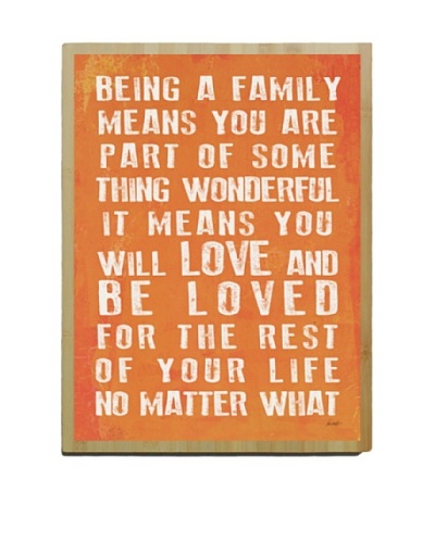 Artehouse Being a Family- Coral Bamboo Wood Sign