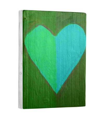 Lisa Weedn Two Toned Green Heart Reclaimed Finished Wood Portrait