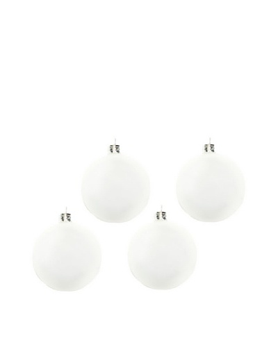 Artisan Glass by Seasons Designs Set of 4 Solid Glass Ornaments, Platinum White Matte