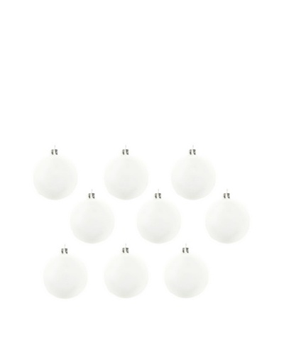 Artisan Glass by Seasons Designs Set of 9 Solid Glass Ornaments, Platinum White Matte