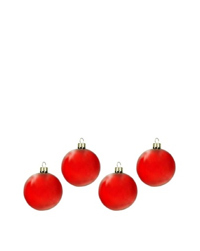 Artisan Glass by Seasons Designs Set of 4 Solid Glass Ornaments, Red