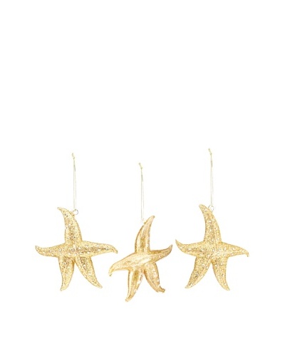Artisan Glass by Seasons Designs Set of 3 Starfish Glass Ornaments, Gold
