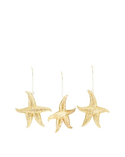 Artisan Glass by Seasons Designs Set of 3 Starfish Glass Ornaments, Gold