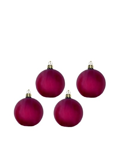 Artisan Glass by Seasons Designs Set of 4 Solid Glass Ornaments, Pink Frosting Matte