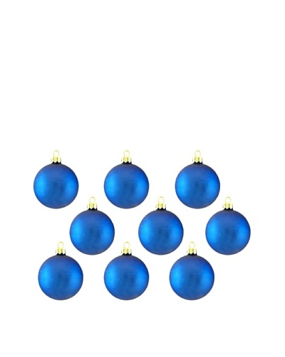 Artisan Glass by Seasons Designs Set of 9 Solid Glass Ornaments, Royal Blue Matte