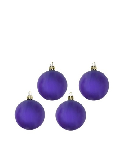 Artisan Glass by Seasons Designs Set of 4 Solid Glass Ornaments, Violet Matte