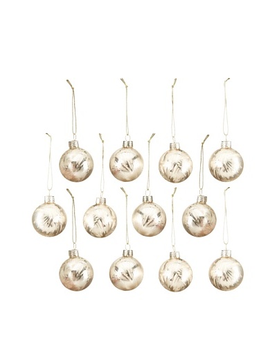 Artisan Glass by Seasons Designs Set of 12 Solid Glass Ornaments, Gold Ice Crystal