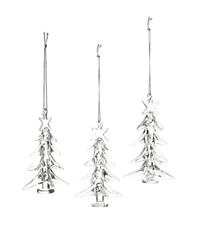 Artisan Glass by Seasons Designs Set of 3 Spun Crystal Tree Ornaments