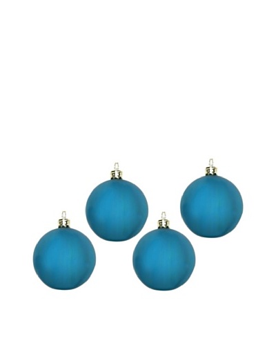 Artisan Glass by Seasons Designs Set of 4 Solid Glass Ornaments, Teal Matte