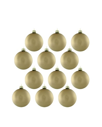 Artisan Glass by Seasons Designs Set of 12 Solid Glass Ornaments, Regal Gold Matte