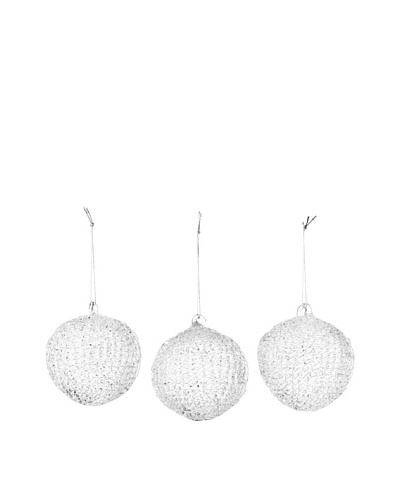 Artisan Glass by Seasons Designs Set of 3 Spun Crystal Ball Ornaments