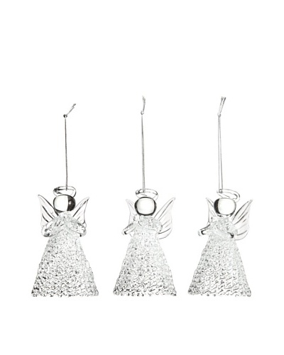 Artisan Glass by Seasons Designs Set of 3 Spun Crystal Angel Ornaments