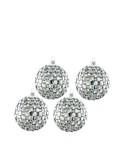 Artisan Glass by Seasons Designs Set of 4 Square Mirror Glass Ornaments, Silver