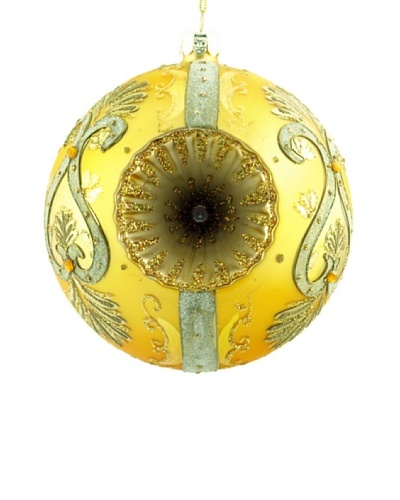 Artisan Glass by Seasons Designs Decorated Glass Ornament with Double Witch's Eye, Gold