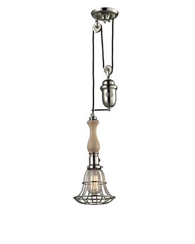 Artistic Lighting Spun Wood Collection 1-Light Pull-down Pendant, Polished Nickel