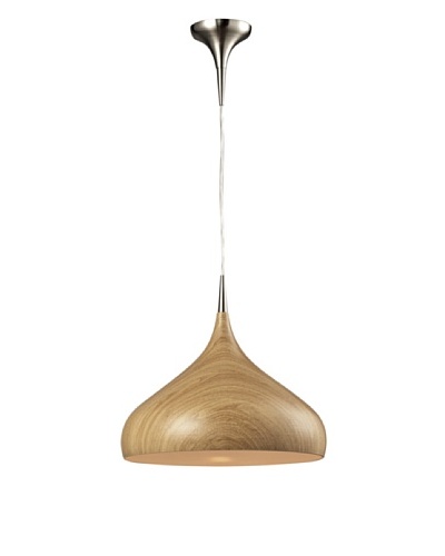 Artistic Lighting Lindsey (Existing) Collection 1-Light LED Pendant, Medium Oak/Satin Nickel