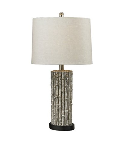 Artistic Lighting Oval Silver Bamboo Motif Table Lamp, Silver Leaf