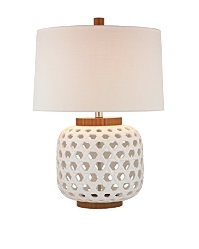 Artistic Lighting White Lamp with Bleached Wood Cap And Base