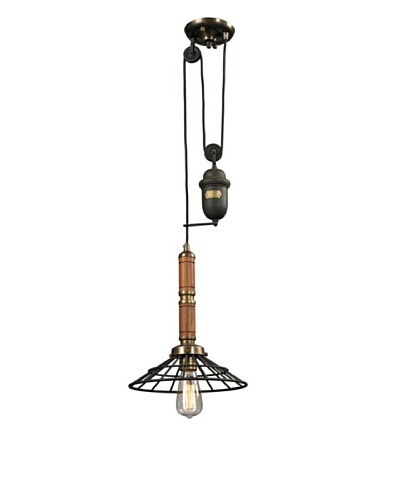 Artistic Lighting Spun Wood Collection 1-Light Pull-down Pendant, Vintage Rust