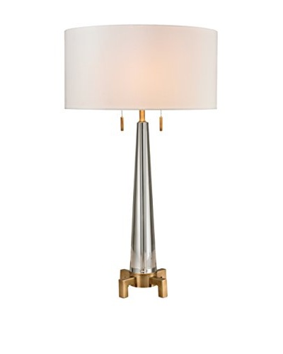 Artistic Lighting Crystal Column Table Lamp, Clear/Aged Brass