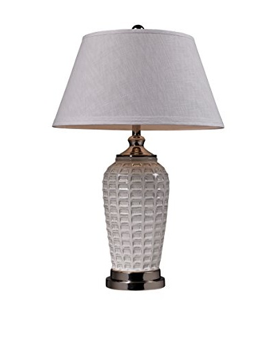 Artistic Lighting Winter White Glazed Table Lamp, Polished Nickel