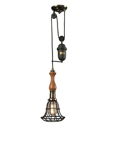 Artistic Lighting Spun Wood Collection 1-Light Pull-down Pendant, Vintage Rust