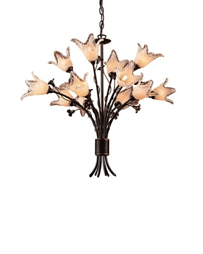 Artistic Lighting 12-Light Hand Blown Tulip Glass Chandelier, Aged Bronze