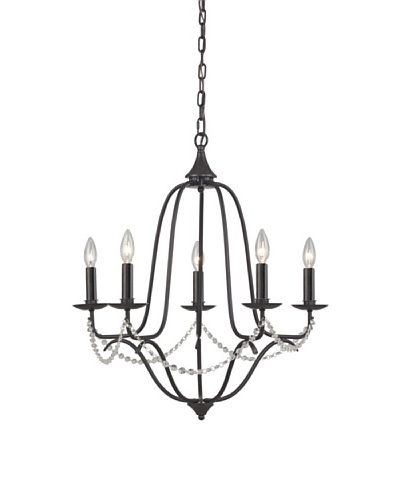 Artistic Lighting Tavistock 5-Light Chandelier with Beaded Accent Chain, Aged Bronze