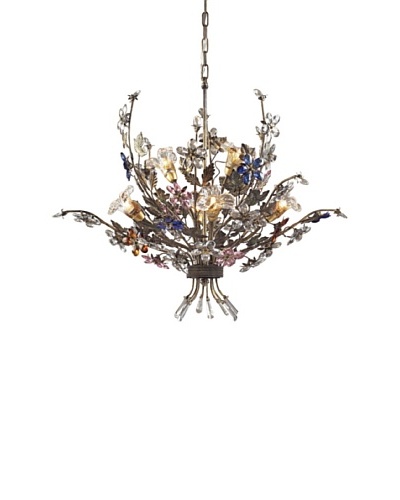 Artistic Lighting 6-Light Crystal Florets Chandelier, Multi/Bronzed Rust