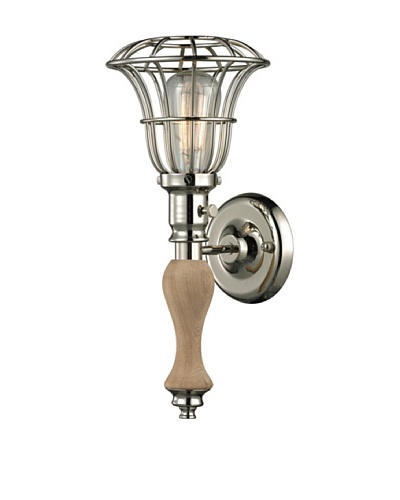Artistic Lighting Spun Wood Collection 1-Light Sconce, Polished Nickel