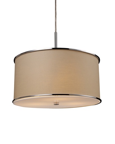 Artistic Lighting Fabrique 3-Light Drum Pendant, Chrome/Beige