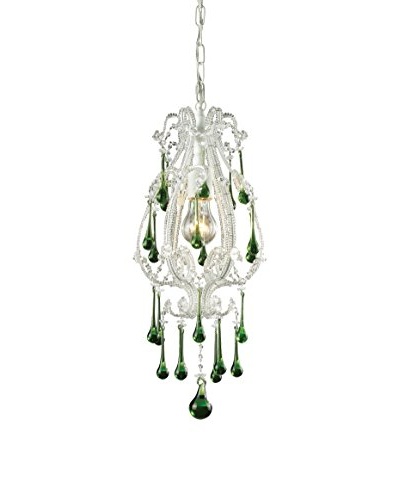 Artistic Lighting Opulence 1-Light Pendant, Antique White/Lime Crystals