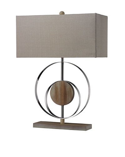 Artistic Lighting Shiprock Washed Wood Table Lamp, Bleached Wood/Chrome